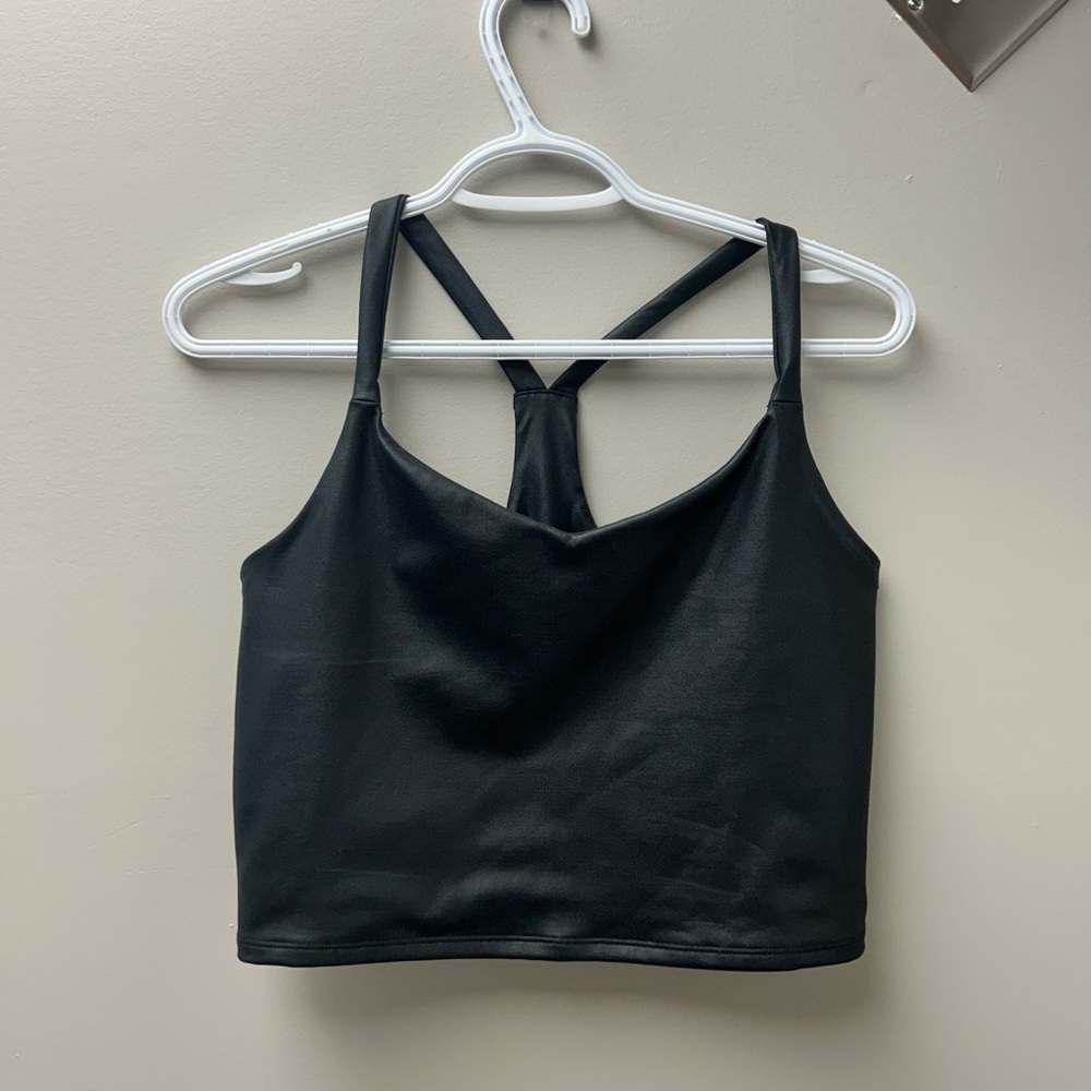 Abercrombie & Fitch Black Faux‎ Leather Cropped Top